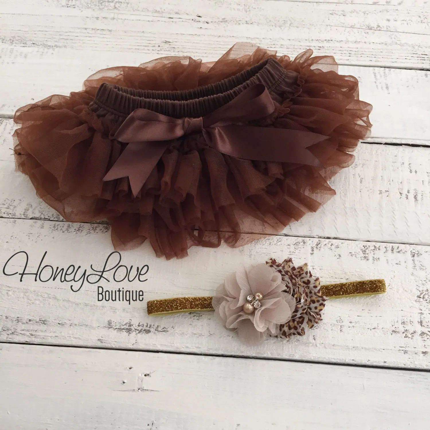 PERSONALIZED Name Outfit - Gold Glitter and Brown, Leopard Print