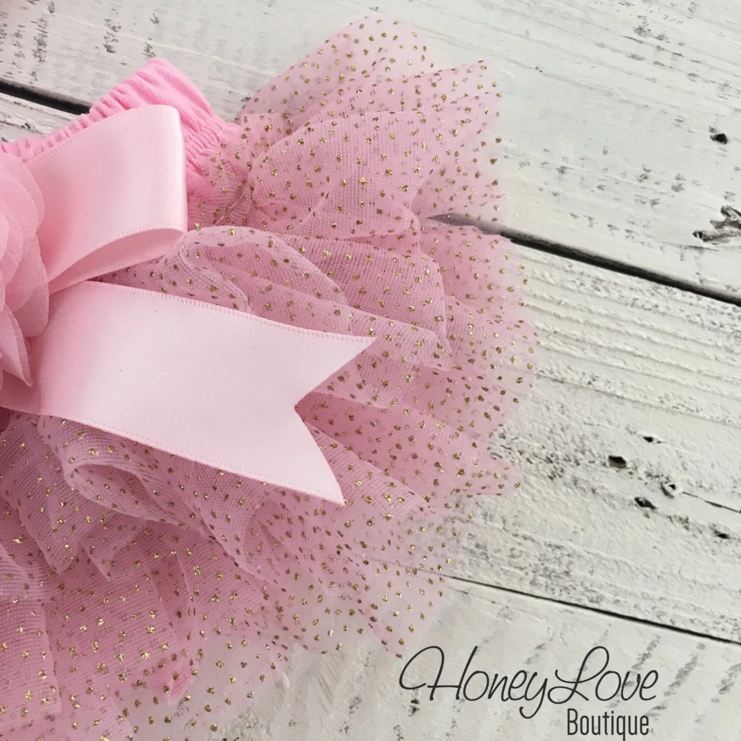 PERSONALIZED Name Outfit - Light Pink and Gold Glitter - embellished tutu skirt bloomers