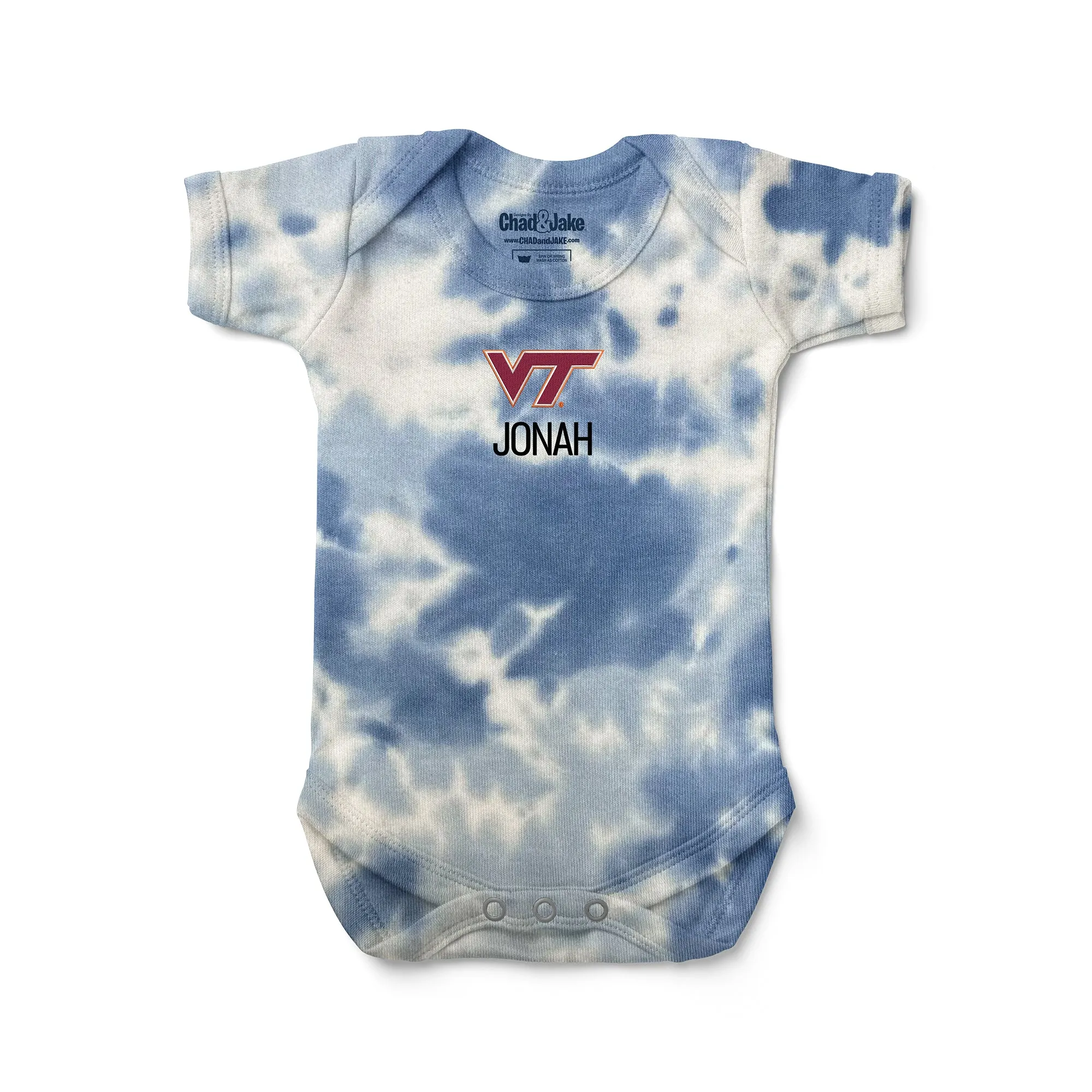 Personalized Virginia Tech Hokies Tie Dye Bodysuit