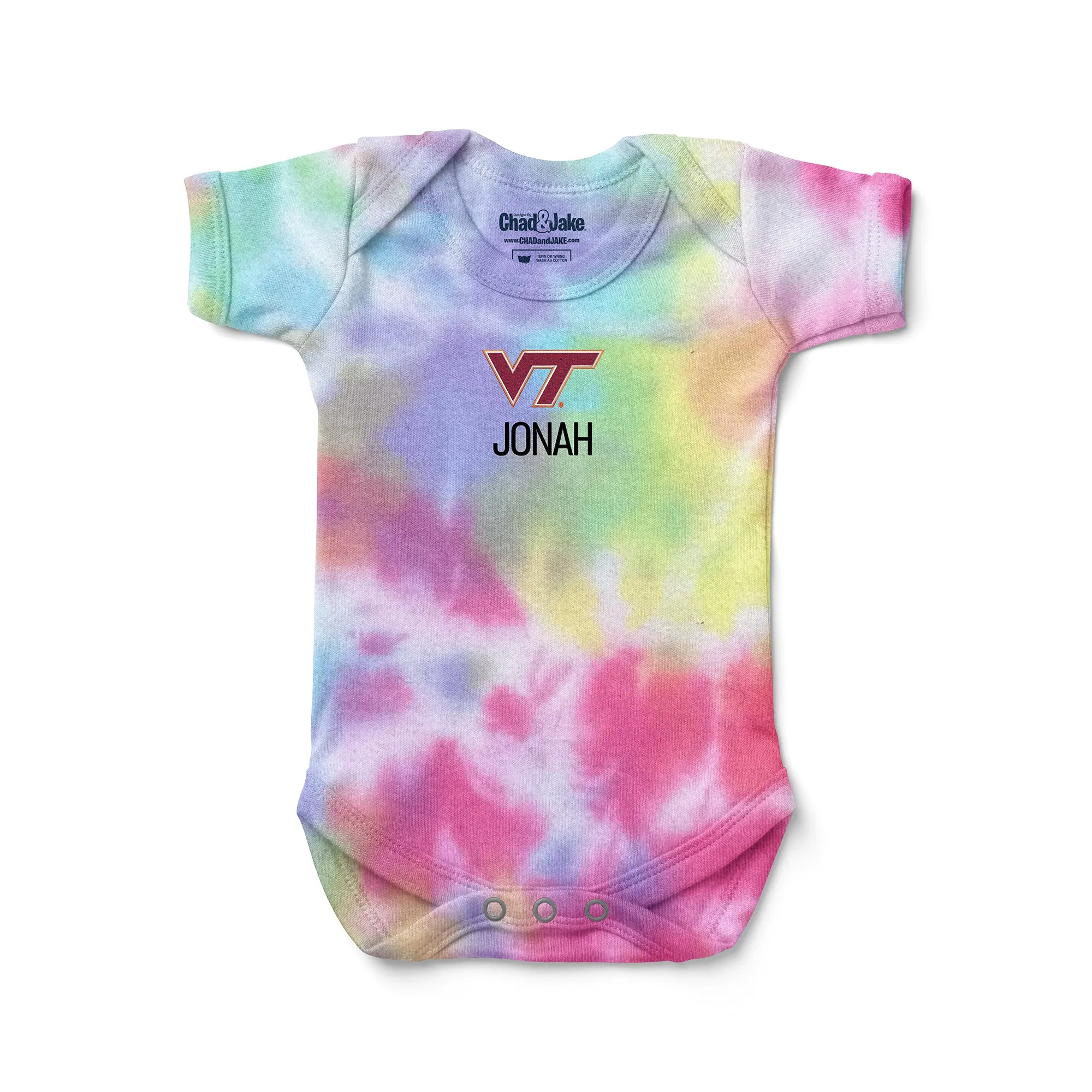 Personalized Virginia Tech Hokies Tie Dye Bodysuit