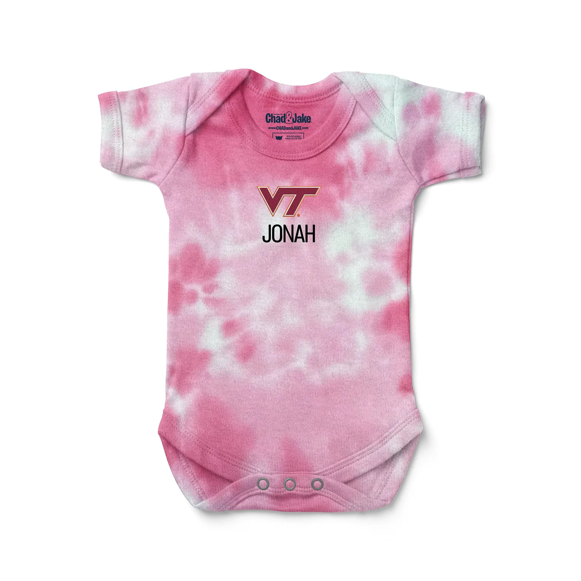 Personalized Virginia Tech Hokies Tie Dye Bodysuit