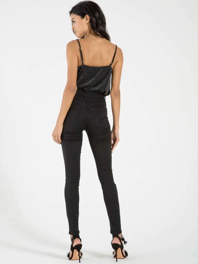 Philanthropy - Vegas Bodysuit in Metallic Black Cat
