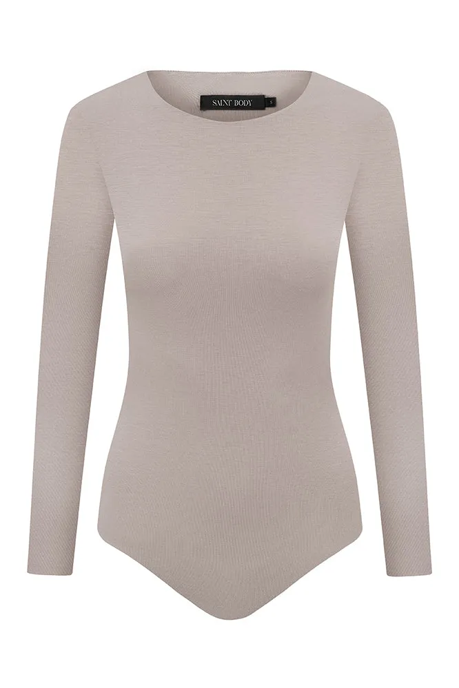 Plain Neck Bodysuit Silver