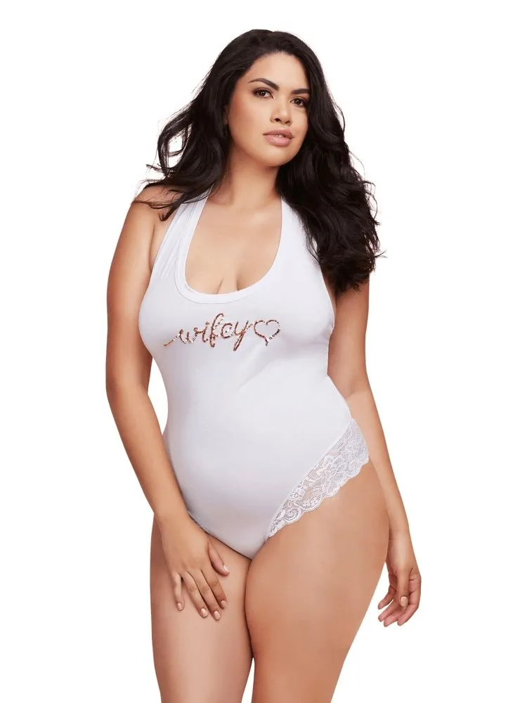 Plus Size White Lace Wifey Teddy