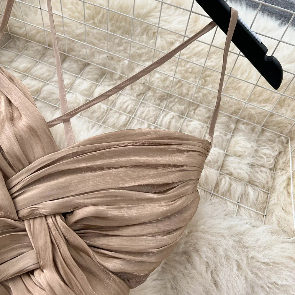 Premium Pleated Waist-slimming Slip Dress