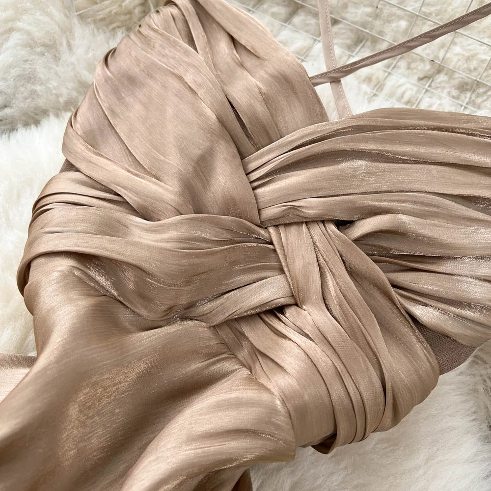 Premium Pleated Waist-slimming Slip Dress