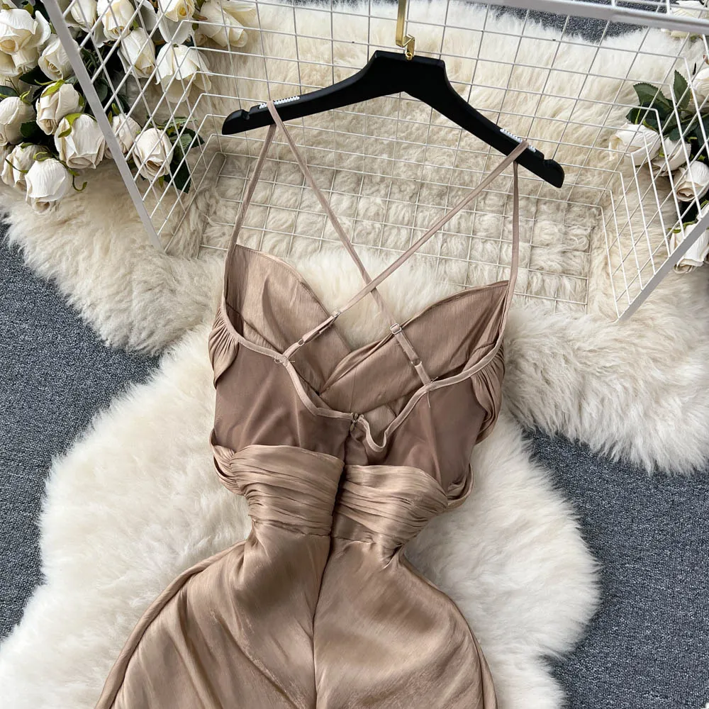Premium Pleated Waist-slimming Slip Dress