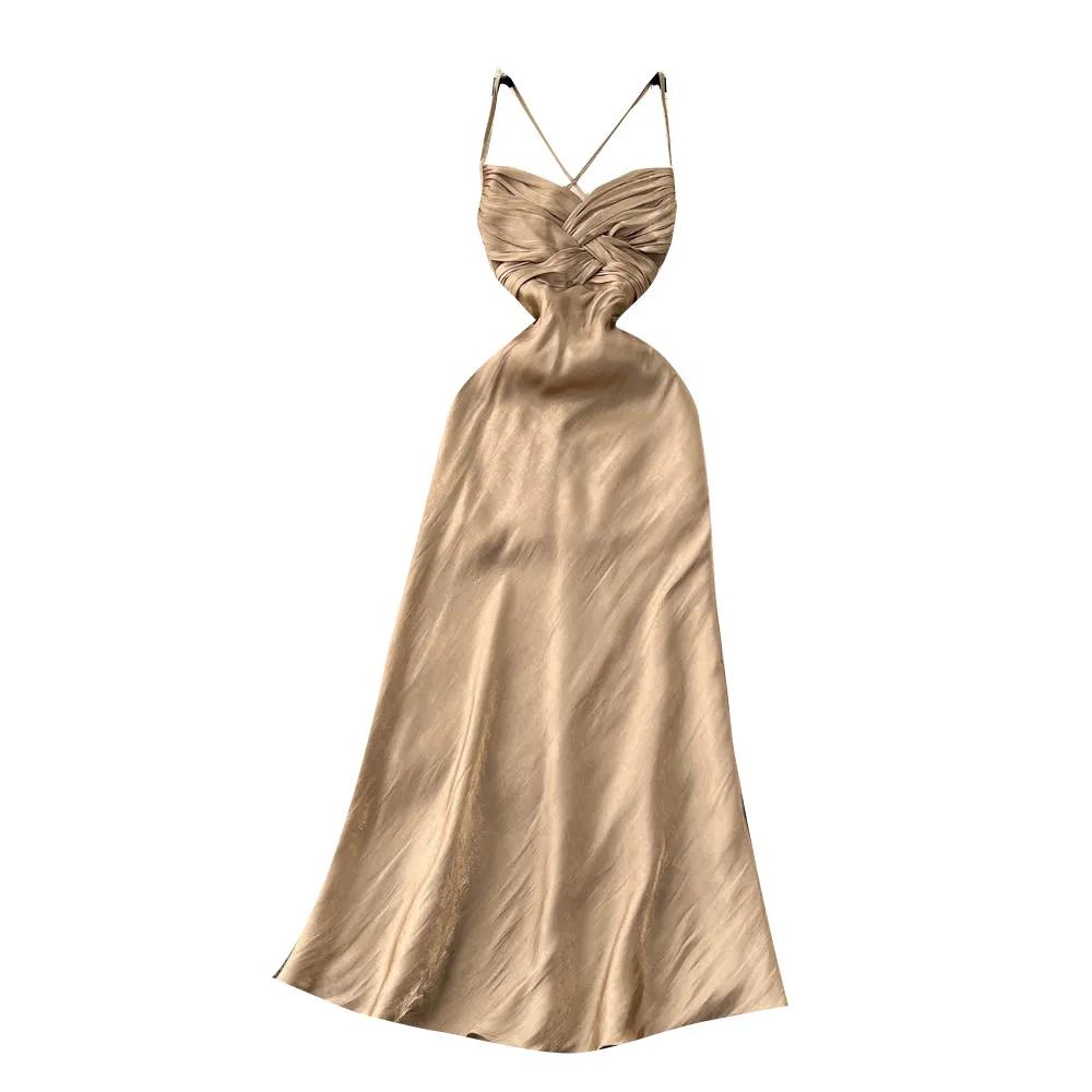 Premium Pleated Waist-slimming Slip Dress