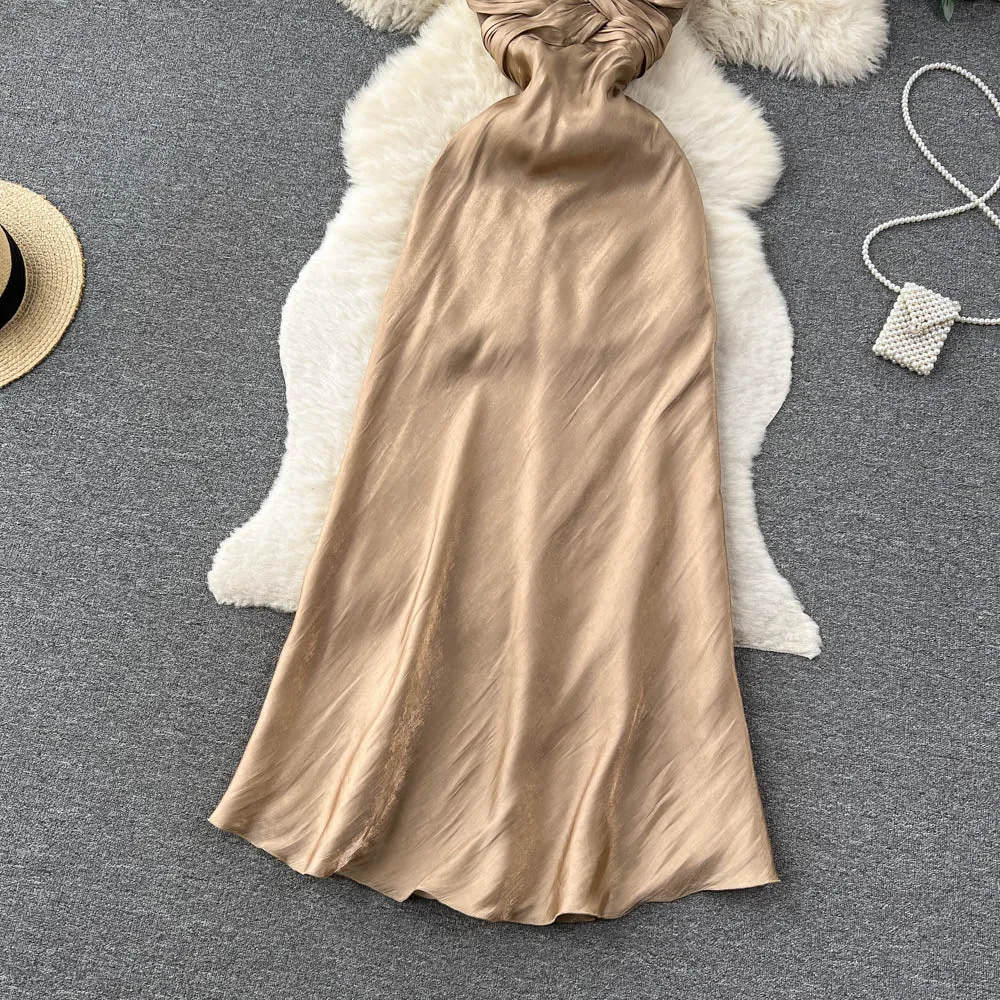 Premium Pleated Waist-slimming Slip Dress