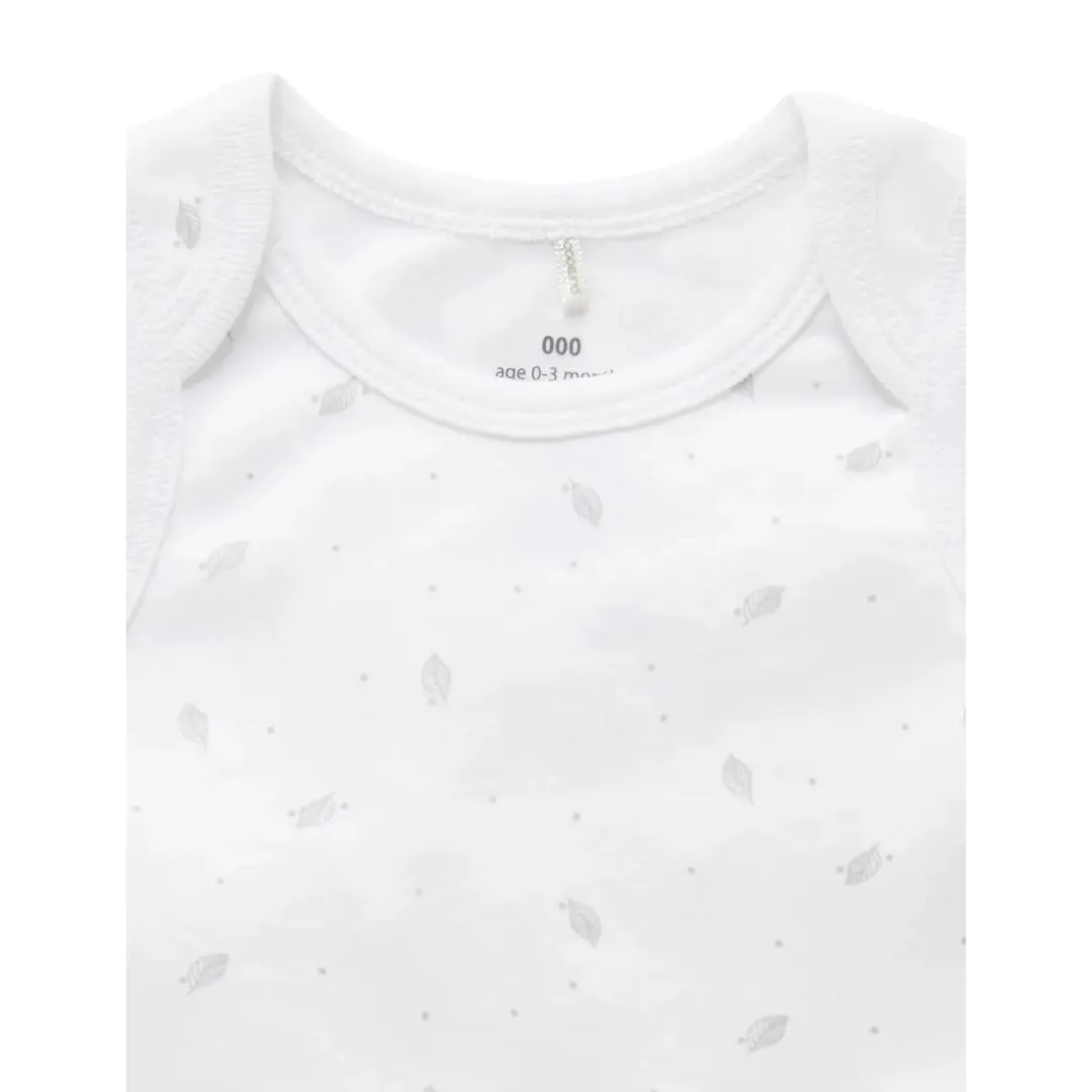 Purebaby Organic Singlet Bodysuit Unisex Pale Grey Leaf With Spot