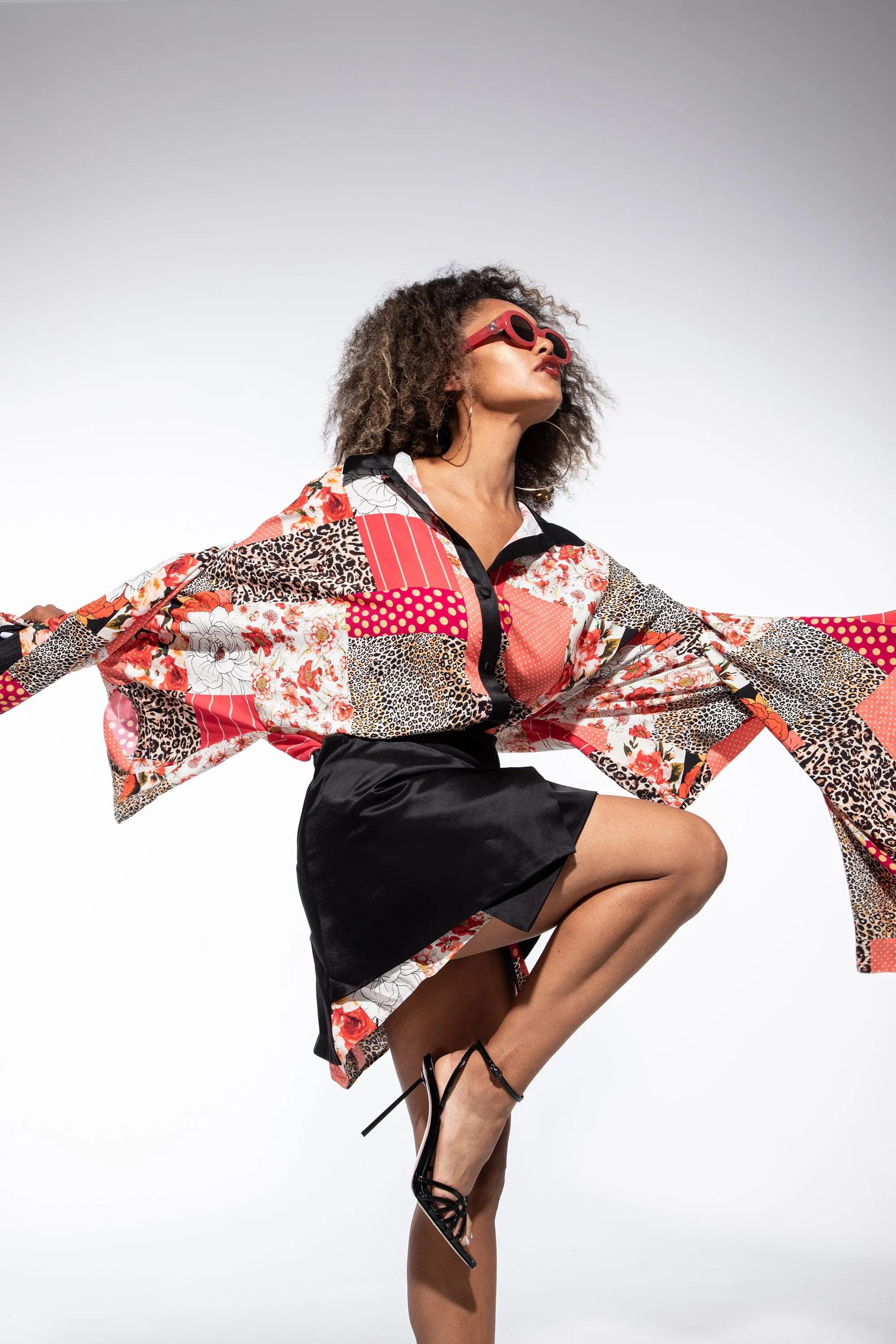 Shirt Dress with Patchwork Print