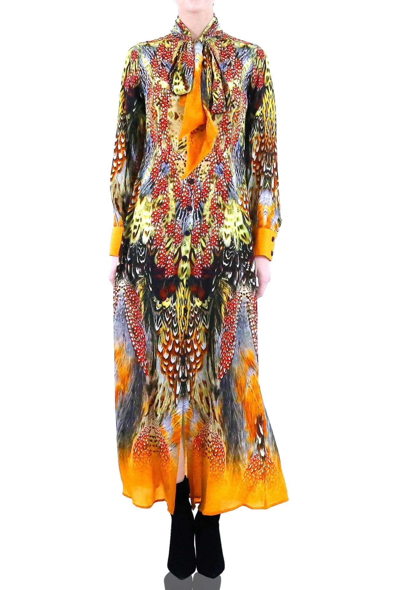 Sunset Orange Button Up Dress