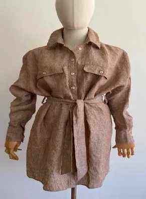 Tara Linen Dress - Beige