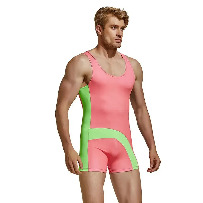 TAUWELL Mens Bodysuit Wrestling Sports Overalls
