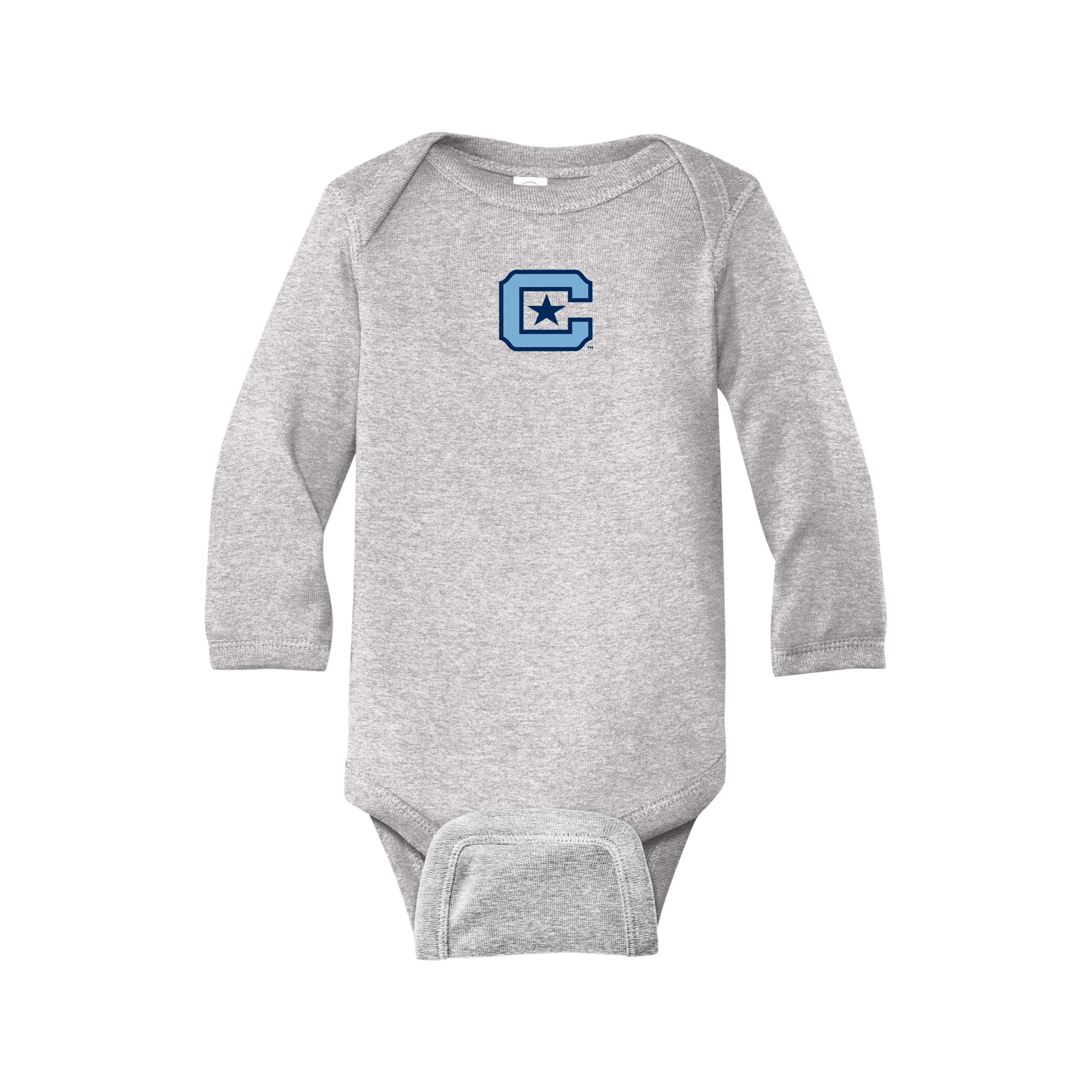 The Citadel, C logo, Rabbit Skins™ Infant Long Sleeve Baby Rib Bodysuit