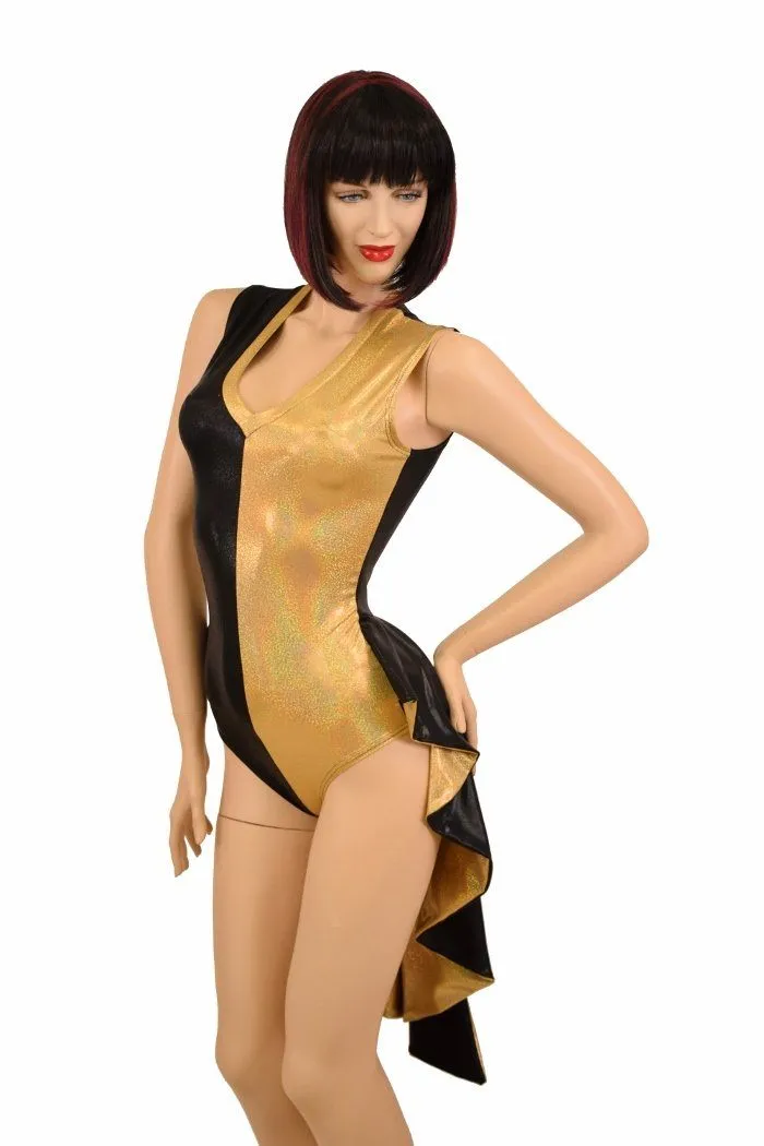 Tuxedo Ruffle Rump Color Split Romper