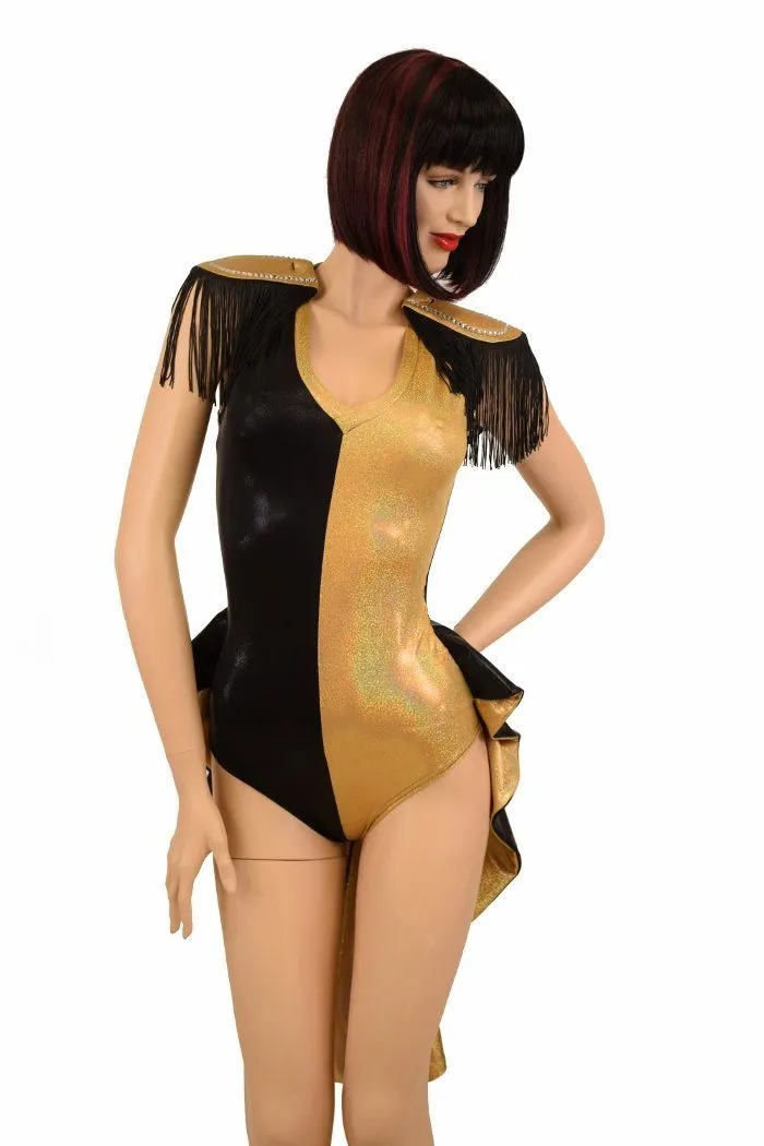 Tuxedo Ruffle Rump Color Split Romper
