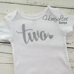 Two - Silver Glitter Bodysuit