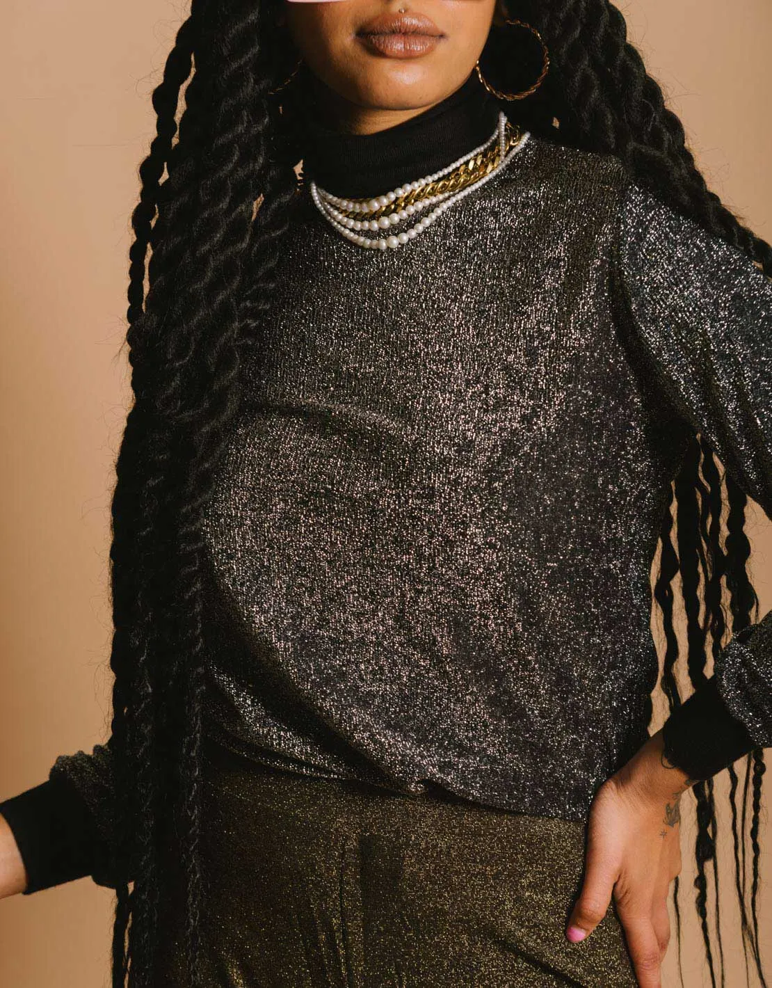 vintage glitter turtleneck sweater
