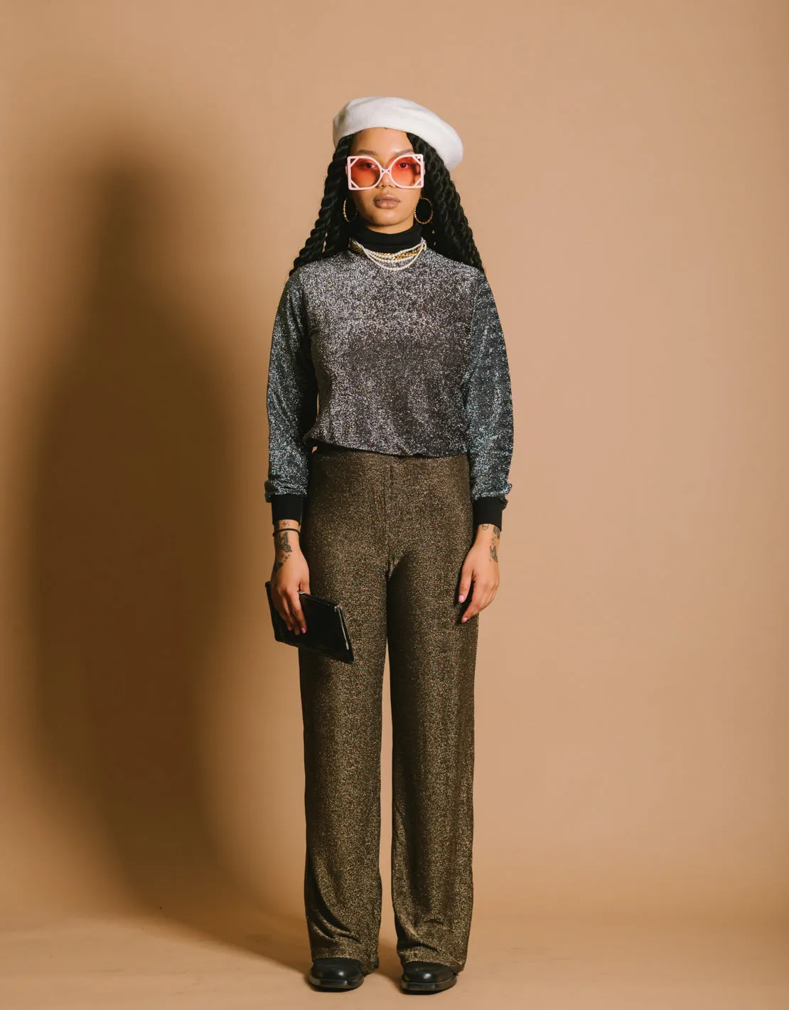 vintage glitter turtleneck sweater