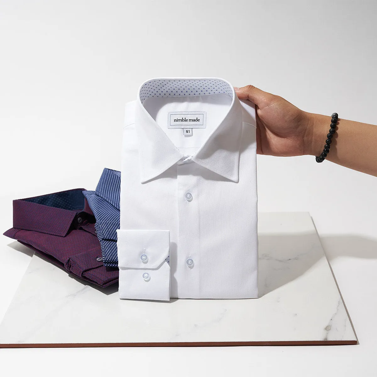 White Collar Speckled Dress Shirt | The Blue Skies