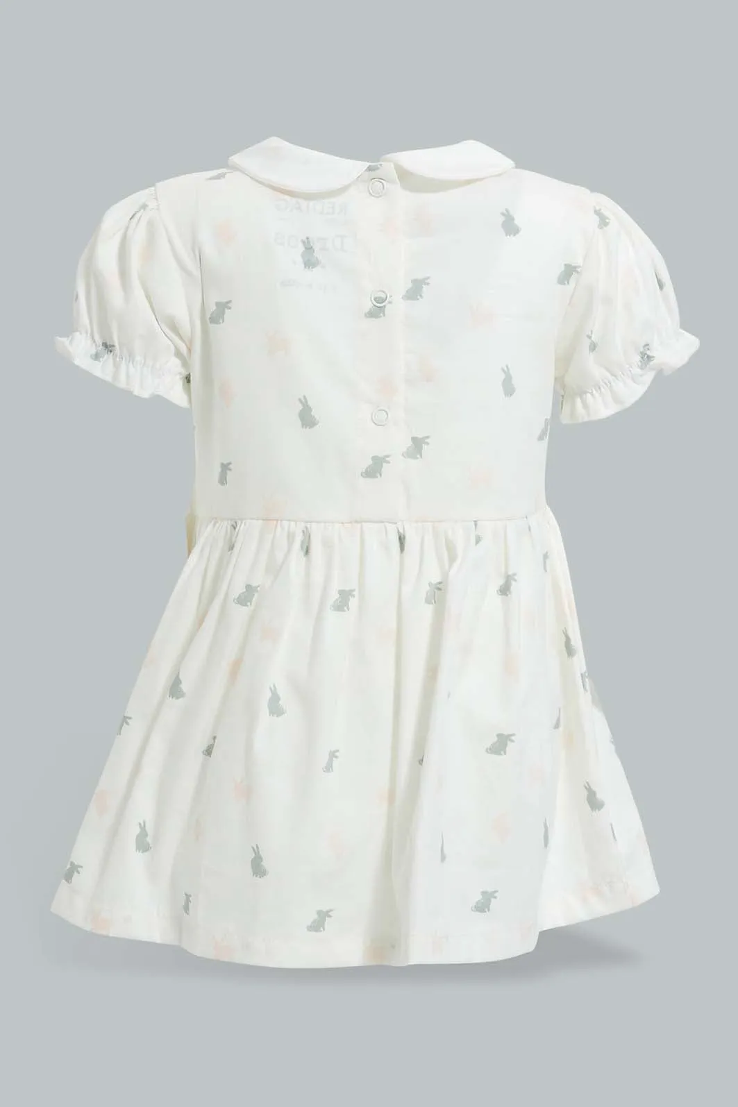 White Embellished Dress For Babies