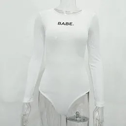 Women BABE Letters Print Bodysuit